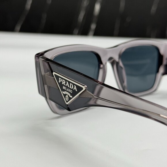 Prada Translucent Gray Frame Sunglasses with Dark Gray Lenses